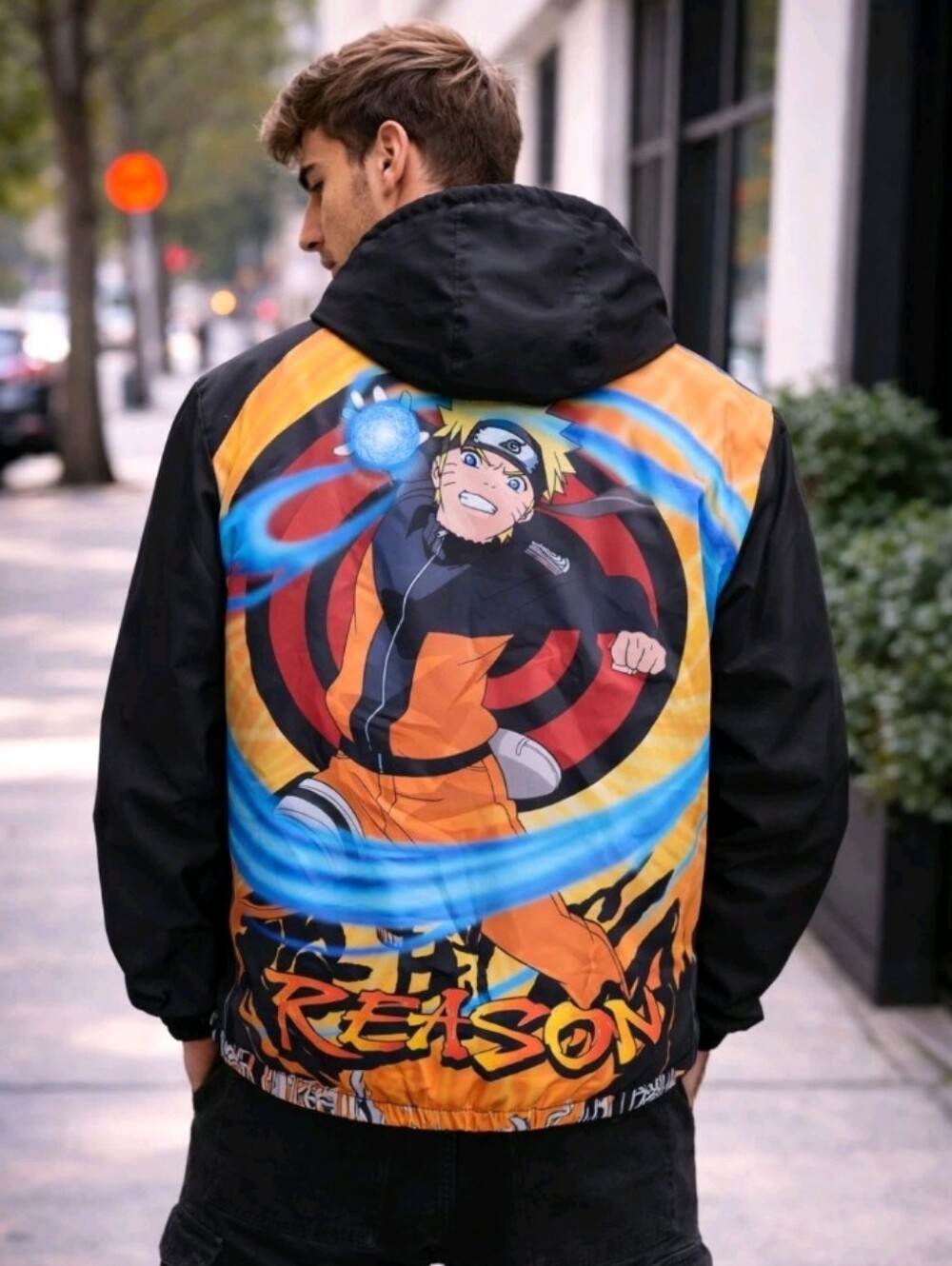 Reason Black Orange Naruto Shippuden Pop Art Jacket Size S Hoodie Windbreaker